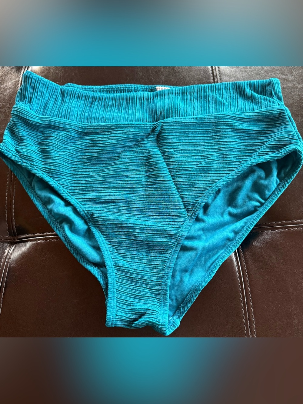 Time and Tru Teal Ribbed Swim Bottom
